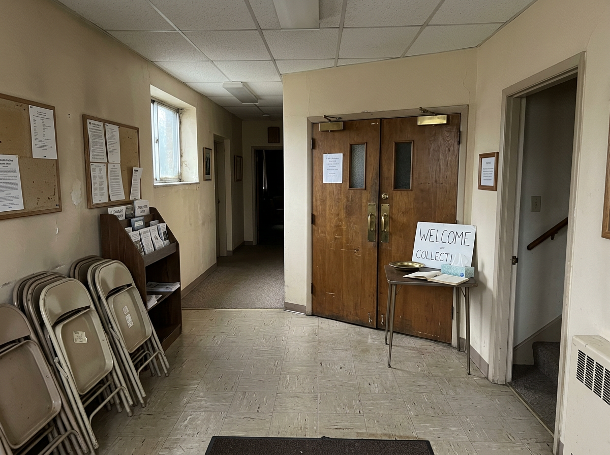 Church entrance before AI enhancement